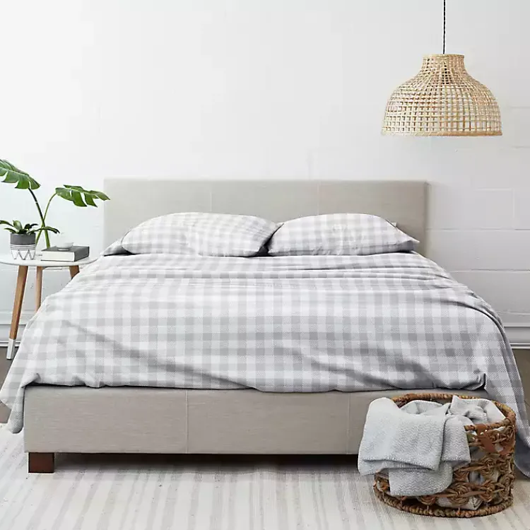 Kirklands Home Bed Sheets|Gray Country Plaid 3-pc. Twin Sheet Set