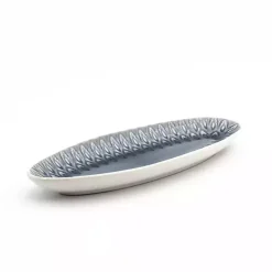 Kirklands Home Serving & Entertaining|Crackle Glaze Peacock Appetizer Platter Gray