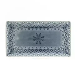 Kirklands Home Serving & Entertaining|Crackle Glaze Peacock Rectangular Platter Gray