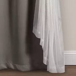 Kirklands Home Curtains & Drapes|Curtain Panel Set with Overlay, 84 in. Gray