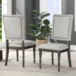 Kirklands Home Dining Chairs|Dawson Upholstered Dining Chairs, Set of 2 Gray