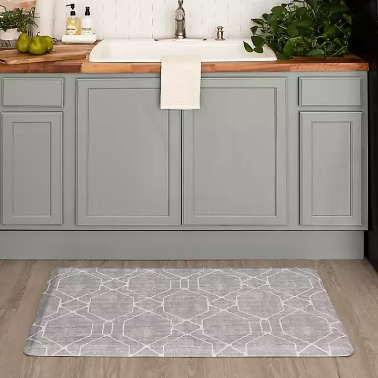 Kirklands Home Kitchen & Floor Mats|Diamond Cushioned Kitchen Mat Gray