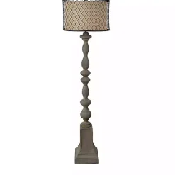 Kirklands Home Floor Lamps|Gray Distressed Metal Encased Shade Floor Lamp Tan