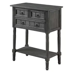Kirklands Home Accent & End Tables|3-Drawer Turned Legs Accent Table Gray