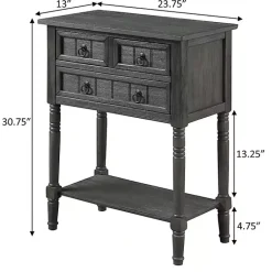 Kirklands Home Accent & End Tables|3-Drawer Turned Legs Accent Table Gray