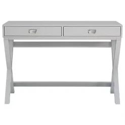 Kirklands Home Office Furniture|2-Drawer X-Frame Desk Gray