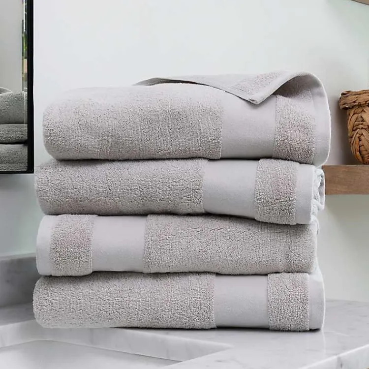 Kirklands Home Bath Towels|Essential Cotton Bath Towels, Set of 4 Gray