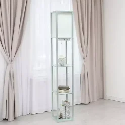 Kirklands Home Floor Lamps|Etagere Shelf Charging Floor Lamp Gray