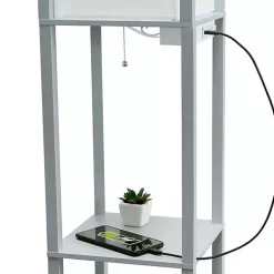 Kirklands Home Floor Lamps|Etagere Shelf Charging Floor Lamp Gray