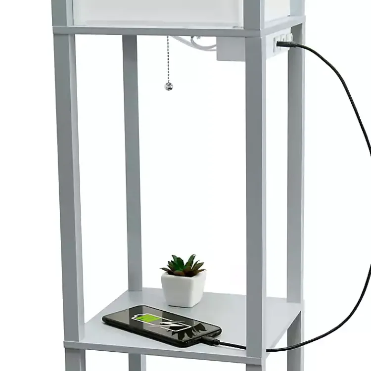 Kirklands Home Floor Lamps|Etagere Shelf Charging Floor Lamp Gray