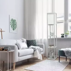 Kirklands Home Floor Lamps|Etagere Shelf Charging Floor Lamp Gray