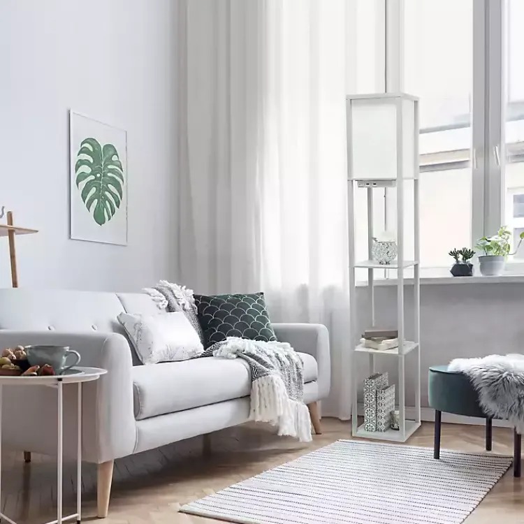 Kirklands Home Floor Lamps|Etagere Shelf Charging Floor Lamp Gray