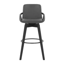 Kirklands Home Bar Stools & Counter Height Stools|Faux Leather Baylor Swivel Bar Stool Gray