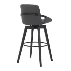 Kirklands Home Bar Stools & Counter Height Stools|Faux Leather Baylor Swivel Bar Stool Gray