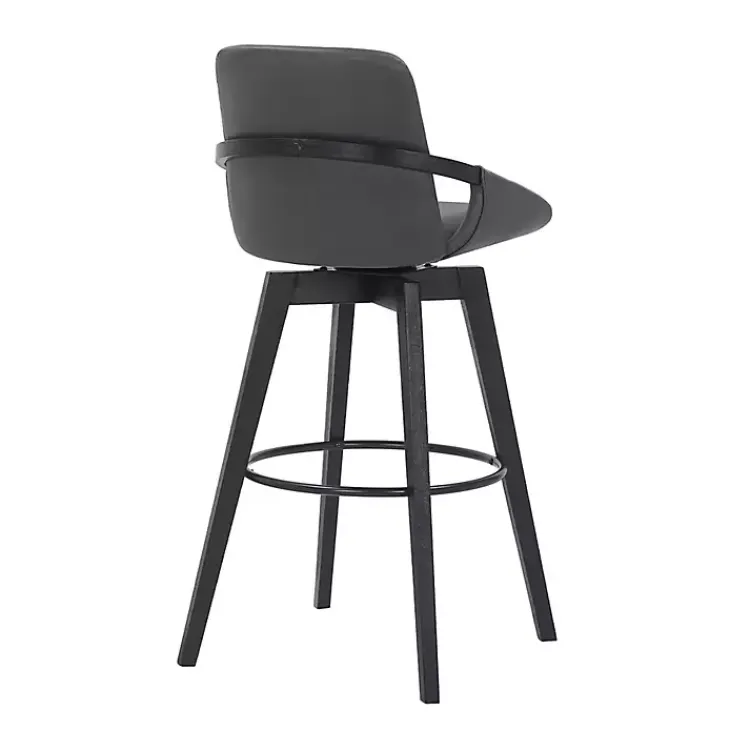 Kirklands Home Bar Stools & Counter Height Stools|Faux Leather Baylor Swivel Bar Stool Gray