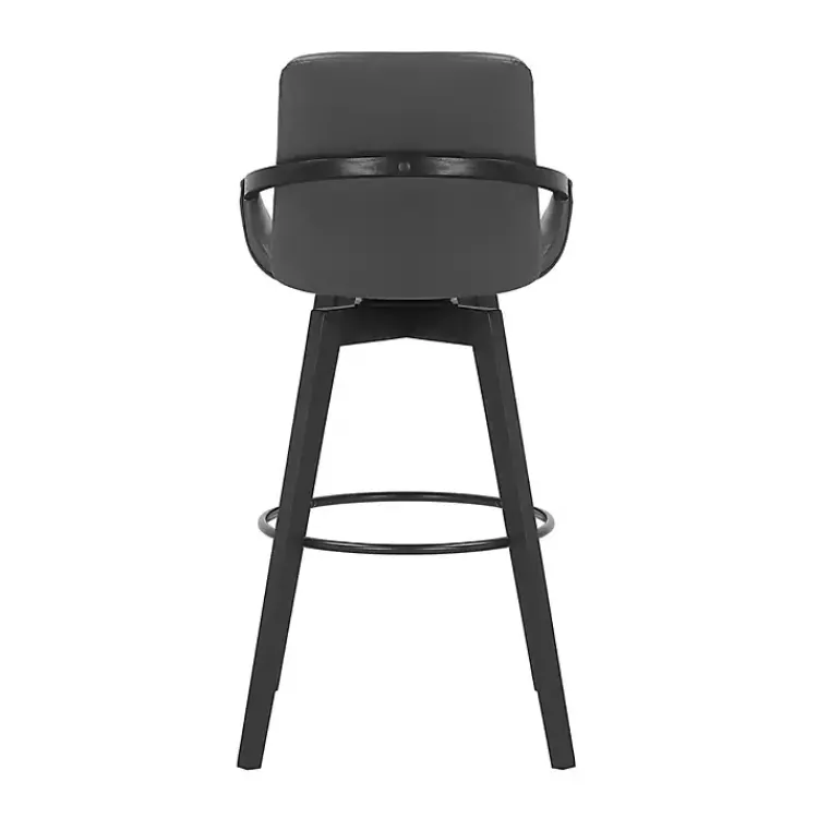 Kirklands Home Bar Stools & Counter Height Stools|Faux Leather Baylor Swivel Bar Stool Gray