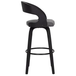 Kirklands Home Bar Stools & Counter Height Stools|Faux Leather Black Wood Sally Counter Stool Gray