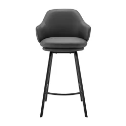 Kirklands Home Bar Stools & Counter Height Stools|Faux Leather Brigden Swivel Counter Stool Gray