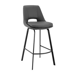 Kirklands Home Bar Stools & Counter Height Stools|Faux Leather Carise Swivel Counter Stool Gray