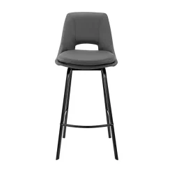 Kirklands Home Bar Stools & Counter Height Stools|Faux Leather Carise Swivel Counter Stool Gray