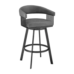 Kirklands Home Bar Stools & Counter Height Stools|Faux Leather Chelsea Swivel Bar Stool Gray