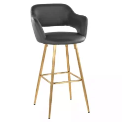 Kirklands Home Bar Stools & Counter Height Stools|Faux Leather Marge Bar Stools, Set of 2 Gray