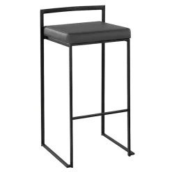 Kirklands Home Bar Stools & Counter Height Stools|Faux Leather Stackable Bar Stools, Set of 2 Gray