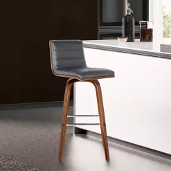 Kirklands Home Bar Stools & Counter Height Stools|Faux Leather Vienna Swivel Counter Stool Gray