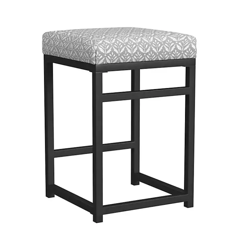 Kirklands Home Bar Stools & Counter Height Stools|Gray Floral Upholstered Counter Stool