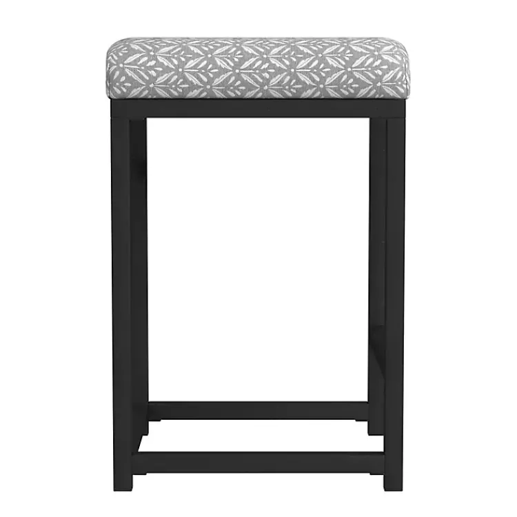 Kirklands Home Bar Stools & Counter Height Stools|Gray Floral Upholstered Counter Stool