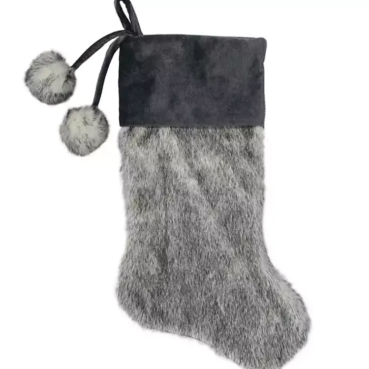 Hot Fur and Corduroy Pom Stocking Christmas Stockings & Stocking Holders