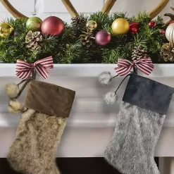 Hot Fur and Corduroy Pom Stocking Christmas Stockings & Stocking Holders