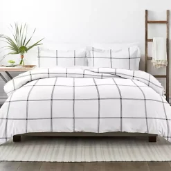 Kirklands Home Duvets|Gray Grid Plaid 2-pc. Micro Twin Duvet Cover Set