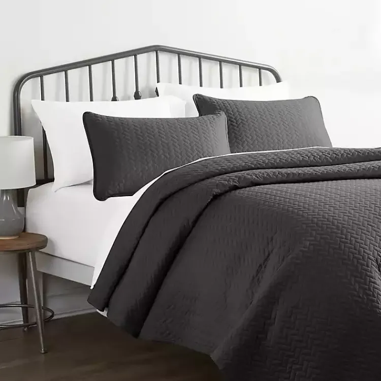 Kirklands Home Bedspreads & Coverlets|Herring 3-pc. Queen Quilted Coverlet Set Gray