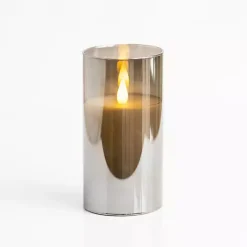 Clearance LED Soft Flame Glass Pillar Candle, 4x6 in. Flameless Candles