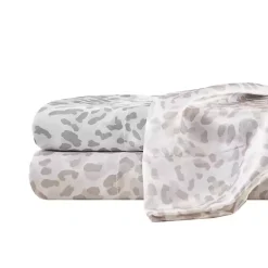 Kirklands Home Bed Sheets|Gray Leopard Print Satin 4-pc. Queen Sheet Set