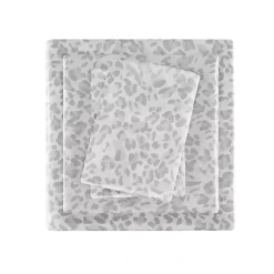 Kirklands Home Bed Sheets|Gray Leopard Print Satin 4-pc. King Sheet Set