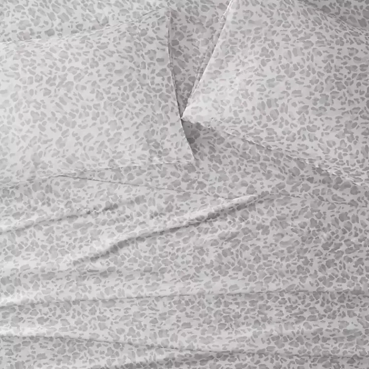 Kirklands Home Bed Sheets|Gray Leopard Print Satin 3-pc. Twin Sheet Set