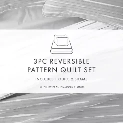 Kirklands Home Quilts|Gray Linear Reversible 2-pc. Twin Quilt Set