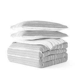 Kirklands Home Quilts|Gray Linear Reversible 3-pc. Queen Quilt Set