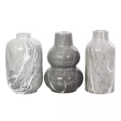Outlet Marble Finish Ceramic Vases, Set of 3 Vases