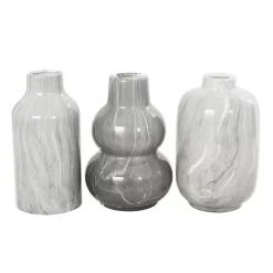 Outlet Marble Finish Ceramic Vases, Set of 3 Vases