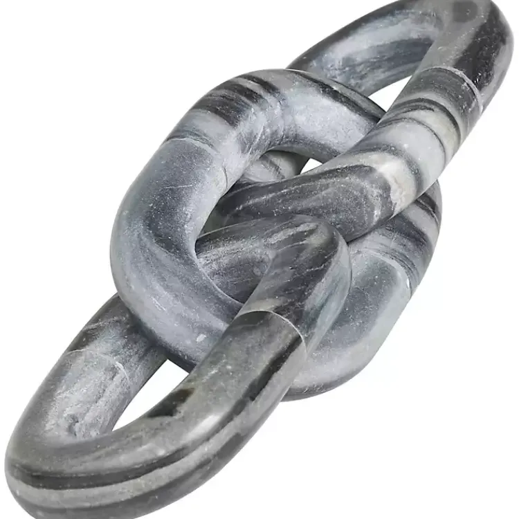 New Gray Marble 3-Link Chain Sculpture Statues & Figurines