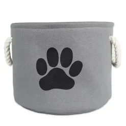Best Gray Paw Print Round Basket with Handles Baskets & Boxes