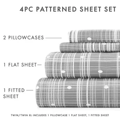 Kirklands Home Bed Sheets|Plaid Polka Dot 3-pc. Twin Sheet Set Gray