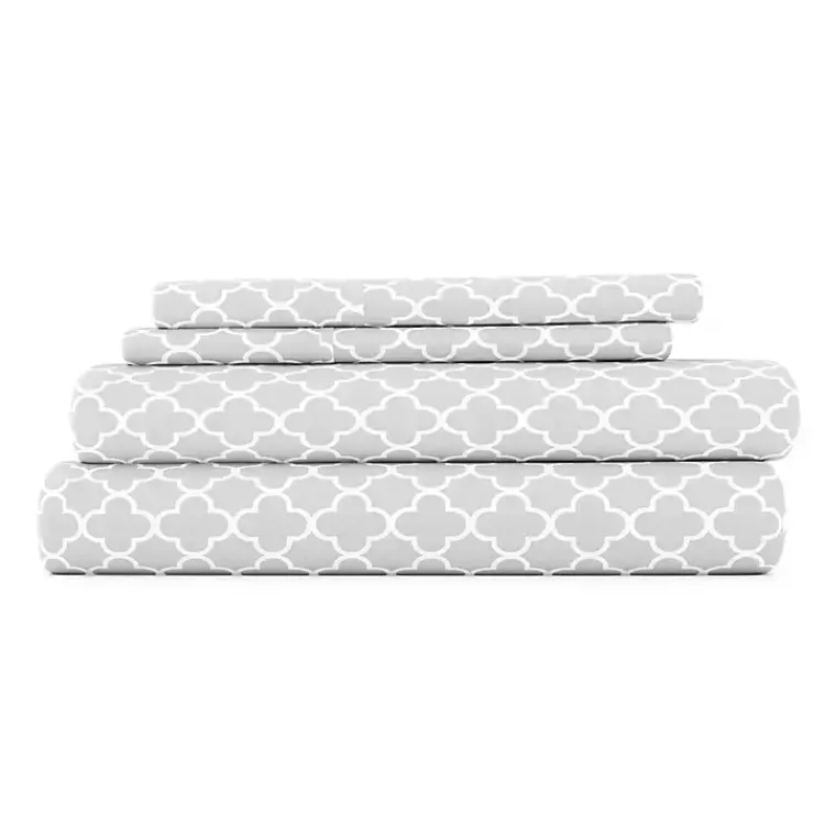Kirklands Home Bed Sheets|Quatrefoil 4-pc. California King Sheet Set Gray