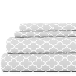 Kirklands Home Bed Sheets|Quatrefoil 4-pc. California King Sheet Set Gray