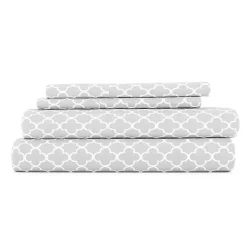 Kirklands Home Bed Sheets|Quatrefoil 4-pc. Queen Sheet Set Gray