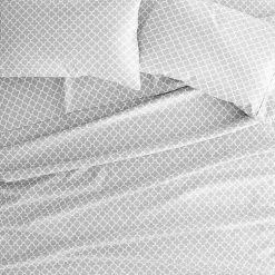 Kirklands Home Bed Sheets|Quatrefoil 4-pc. Queen Sheet Set Gray