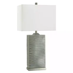 Kirklands Home Table Lamps|Ribbed Ceramic Rectangular Table Lamp Gray